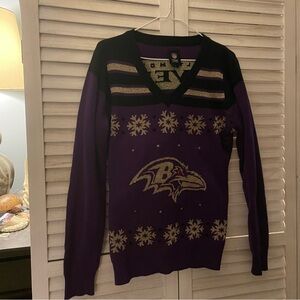 NFL Team Apparel in Purple and Gold ravens ugly sweater